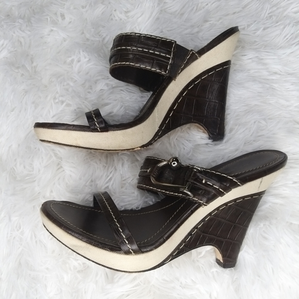 Pritzi Brown Leather Platform Sandals size 7.5